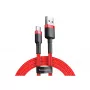 Cabo USB-A para USB-C Baseus Cafule — USB 2.0 A→C, suporte de carregamento QC3.0, trança de nylon, vermelho