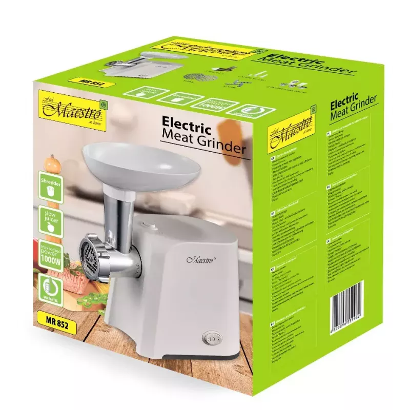 Picadora de carne Maestro MR852, 1000 W, branca, lâmina de aço inoxidável, função reversa