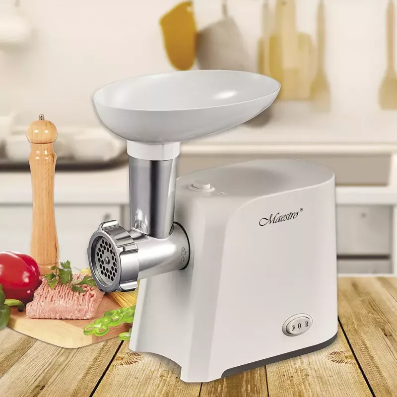 Picadora de carne Maestro MR852, 1000 W, branca, lâmina de aço inoxidável, função reversa