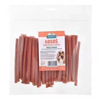 Guloseimas para cães PETITTO Kabanos de salmão 500 g — snack Kabanos de salmão para cães