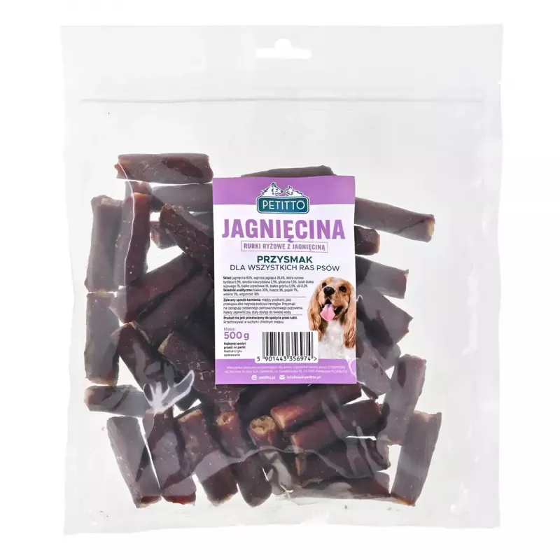 Rolinhos de guloseimas para cães PETITTO com borrego, 500 g — alimento complementar para cães