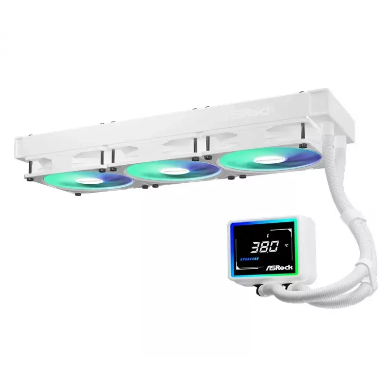 ASROCK Challenger 360 Digital ARGB White — cooler líquido de CPU de 360mm, iluminação ARGB digital, acabamento branco