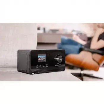 Rádio de internet Krüger&Matz KM0816.1 — preto, Bluetooth 5.2, FM, 2×7 W, 430 estações, comando, entrada de auscultadores de 3,5 mm