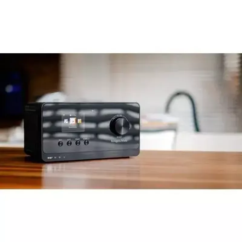 Rádio de internet Krüger&Matz KM0816.1 — preto, Bluetooth 5.2, FM, 2×7 W, 430 estações, comando, entrada de auscultadores de 3,5 mm