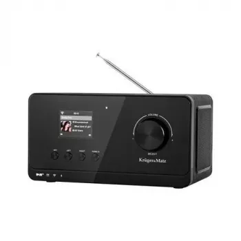 Rádio de internet Krüger&Matz KM0816.1 — preto, Bluetooth 5.2, FM, 2×7 W, 430 estações, comando, entrada de auscultadores de 3,5 mm