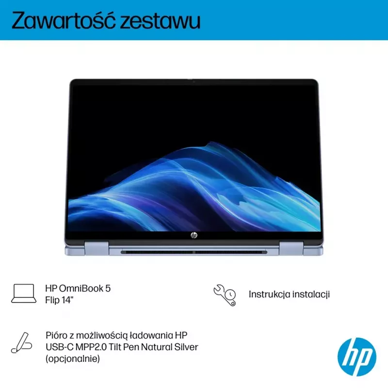 Portátil HP OmniBook 5 Flip 14-fp0004nw 14 polegadas Core 5 120U 16GB 512GB Win11Home Sky Blue