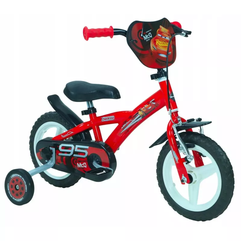 Bicicleta infantil HUFFY Cars 12 inch — roda de 12 inch, uma velocidade, rodas de apoio incluídas