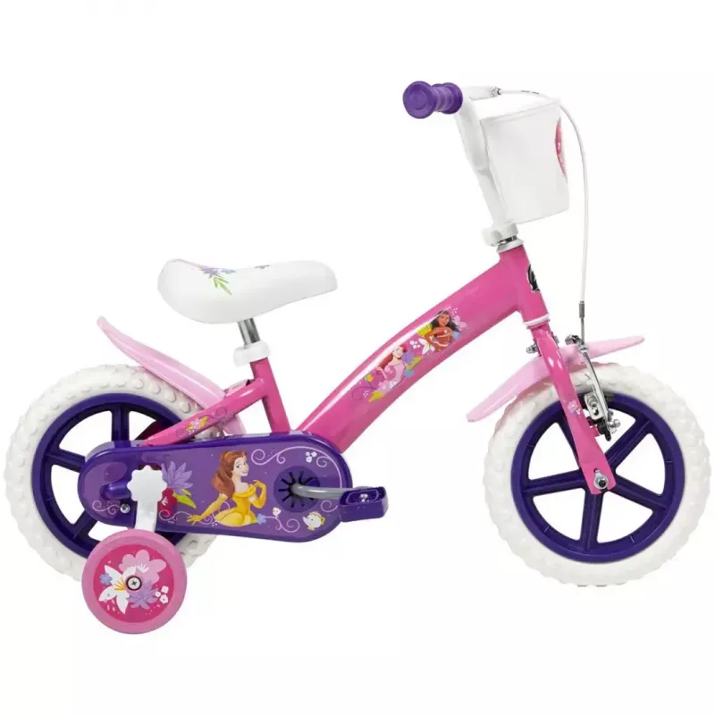 Bicicleta infantil HUFFY Disney PRINCESS 12 polegadas — rodas de 12 polegadas, transmissão de entrada, rodinhas incluídas