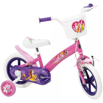 Bicicleta infantil HUFFY Disney PRINCESS 12 polegadas — rodas de 12 polegadas, transmissão de entrada, rodinhas incluídas