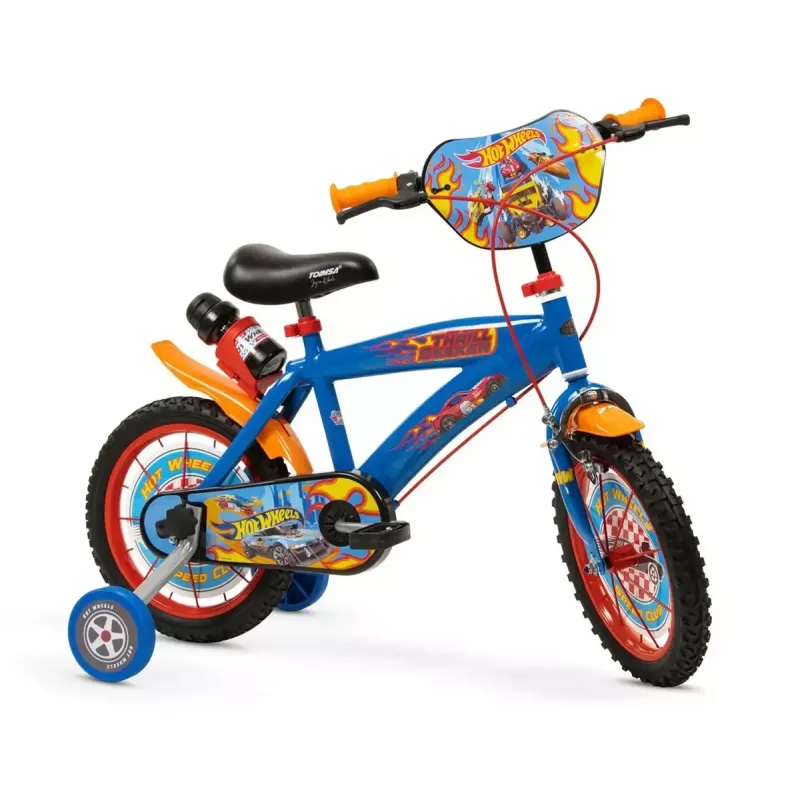 Bicicleta infantil Toimsa 14 polegadas Hot Wheels modelo 1468, rodas de 14 polegadas, quadro em aço, compatível com rodinhas