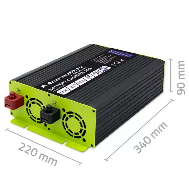 Carregador de bateria QOLTEC 51919 90A 12V para LiFePO4 AGM GEL SLA