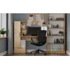 Conjunto secretária e estante top e shop COSMO Oak Artisan — tampo 115×50 cm, largura 1430 mm, altura 1400 mm, profundidade 500 mm, 1 gaveta