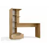 Conjunto secretária e estante top e shop COSMO Oak Artisan — tampo 115×50 cm, largura 1430 mm, altura 1400 mm, profundidade 500 mm, 1 gaveta