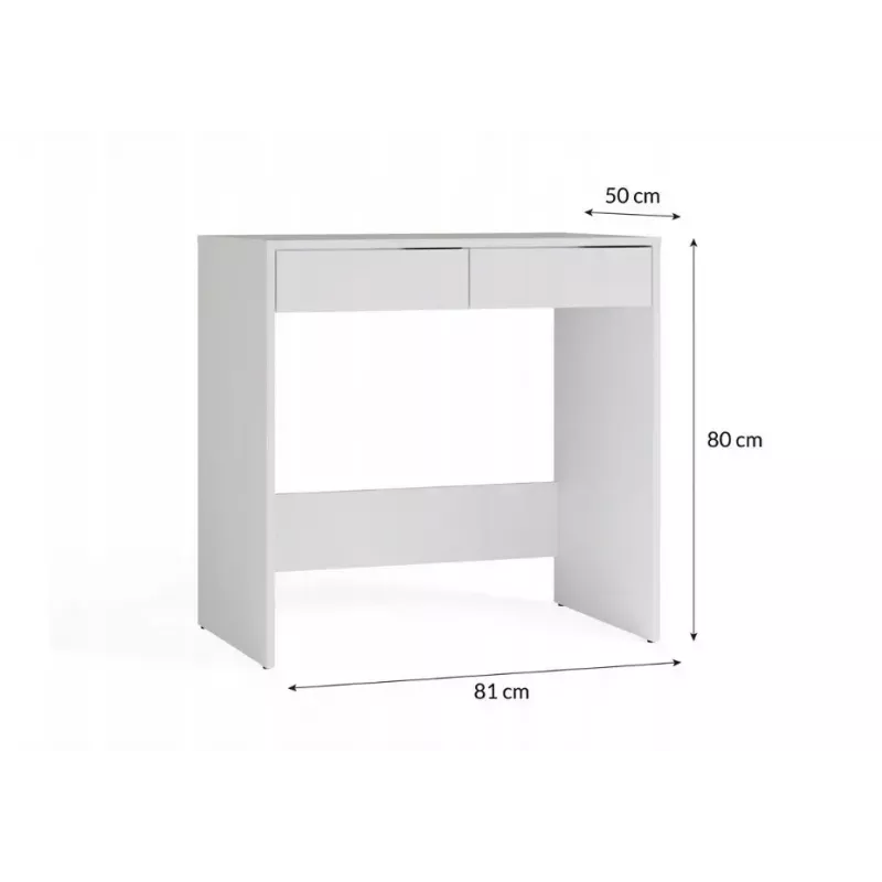 Secretária top e shop MARINA 2S, branco, aglomerado, 810×500×800 mm, 2 gavetas, tampo laminado