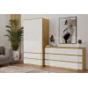Cómoda MALWA M6 da top e shop — 6 gavetas, 1380×400×750 mm, estrutura cor carvalho artisan, frente branca