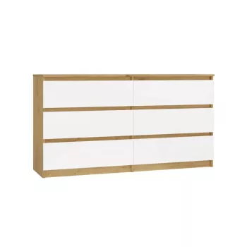 Cómoda MALWA M6 da top e shop — 6 gavetas, 1380×400×750 mm, estrutura cor carvalho artisan, frente branca