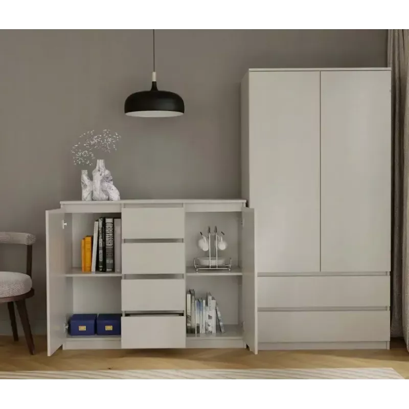 Cómoda com 2 portas e 4 gavetas TOP E SHOP M-MP-K-MAL-2D4S/120-KASZ, caxemira, 120×40×97 cm, aglomerado
