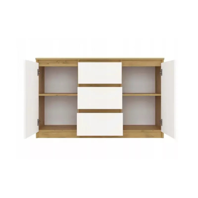 Cómoda top e shop ARTISAN 2 portas 3 gavetas, 1200×400×750 mm, branco, aglomerado