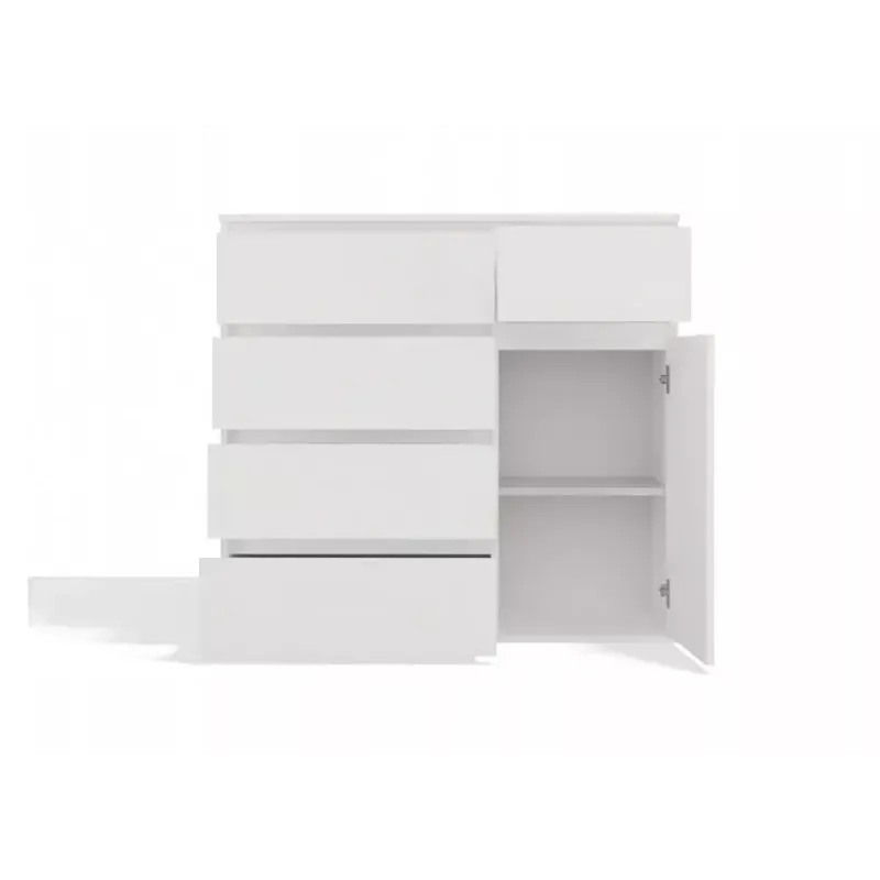 Cómoda top e shop MALWA 1D5S, 5 gavetas, 1 porta de abrir, branco, 1000×400×930 mm, aglomerado