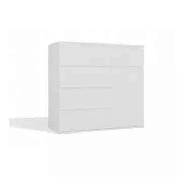 Cómoda top e shop MALWA 1D5S, 5 gavetas, 1 porta de abrir, branco, 1000×400×930 mm, aglomerado