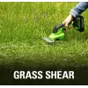 Tesoura de relva a bateria GreenWorks 1600607VA — lâmina em aço inoxidável de 12 cm, 24 V Li‑Ion 2 Ah