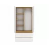Guarda-roupa top e shop MALWA SS-90, 900×500×1800 mm, corpo carvalho Artisan, portas de batente brancas, 2 gavetas, aglomerado