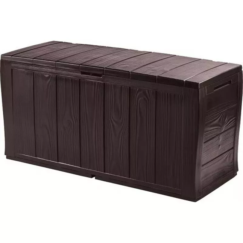 Caixa de arrumação Keter Sherwood retangular resina castanho 270L 1170mm