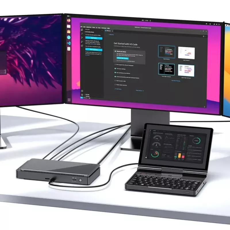 GPD Pocket 4 Portátil — AMD Ryzen 7 8840U, 8 polegadas WQXGA 2560×1600 144Hz Touch, 16GB DDR5, 1TB NVMe, Radeon 780M, Windows 11, LAN, FPR, Grafite