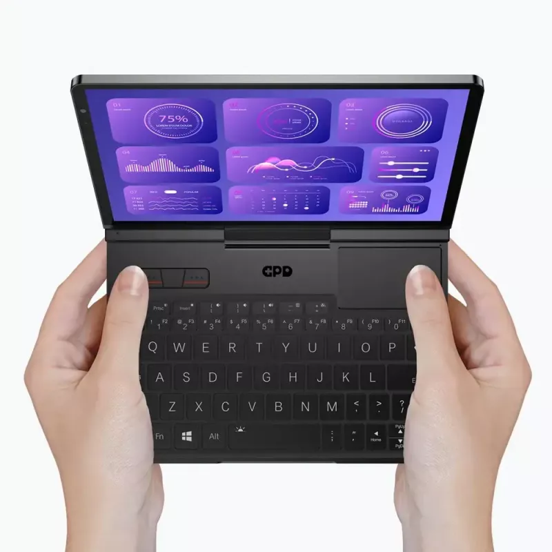 GPD Pocket 4 Portátil — AMD Ryzen 7 8840U, 8 polegadas WQXGA 2560×1600 144Hz Touch, 16GB DDR5, 1TB NVMe, Radeon 780M, Windows 11, LAN, FPR, Grafite