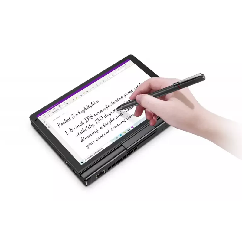 Portátil GPD Pocket 3K1 — 8 polegadas Ecrã tátil WUXGA, Intel i3-1125G4, 16GB RAM, 512GB NVMe, Win 11, LAN, HDMI, BT 5.3