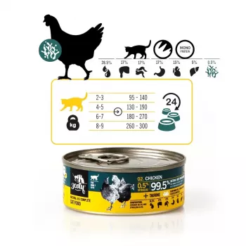Comida húmida para gatos 3coty frango com spirulina 80 g — alimento completo em lata para gatos adultos