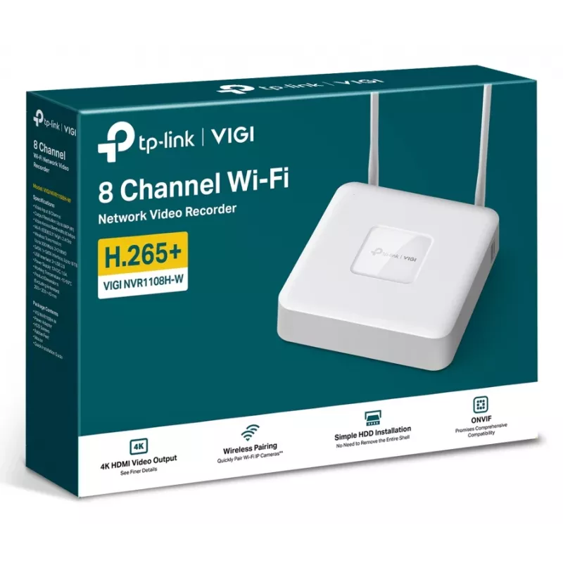 Gravador de vídeo em rede TP-Link VIGI NVR1108H-W 8 canais 4K