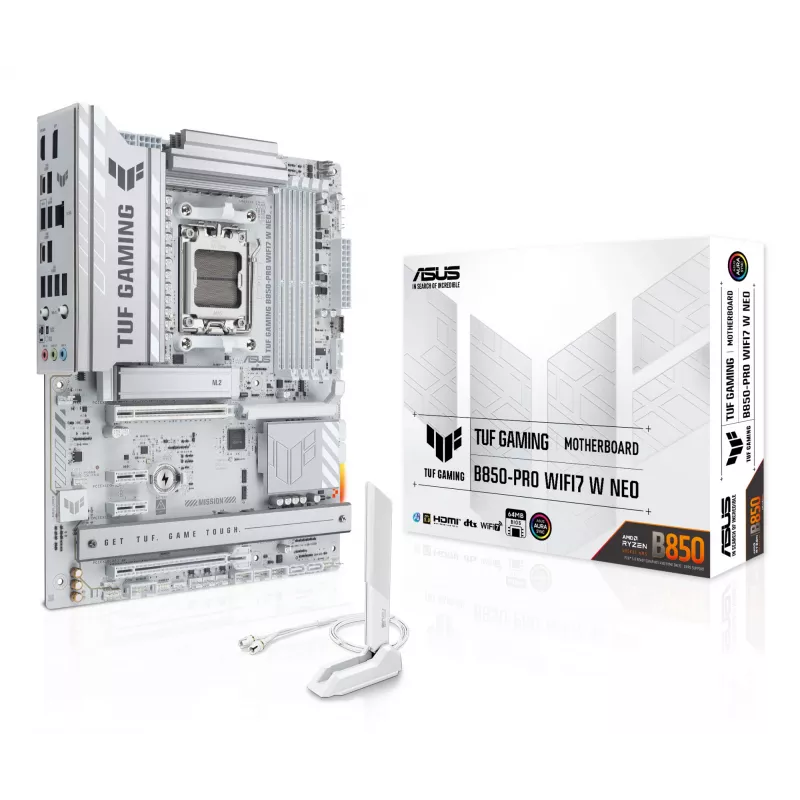 Placa-mãe ASUS TUF GAMING B850‑PRO WIFI7 W NEO — AMD B850, socket AM5, ATX, DDR5, Wi‑Fi 7, 2,5GbE