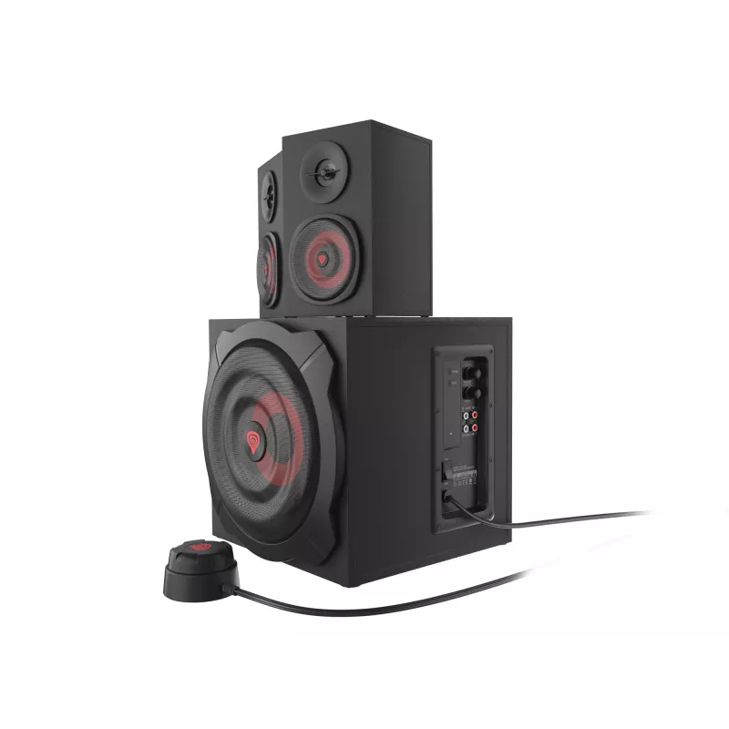 Conjunto de altifalantes GENESIS Helium 610BT 2.1, 60 W RMS, Bluetooth, com fios, vermelho/preto, subwoofer compacto