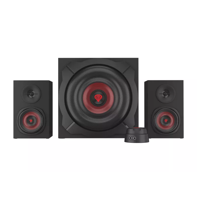 Conjunto de altifalantes GENESIS Helium 610BT 2.1, 60 W RMS, Bluetooth, com fios, vermelho/preto, subwoofer compacto