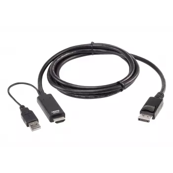 Cabo ATEN True 4K 1.8M HDMI para DisplayPort, 1,8 m, HDMI + USB, DisplayPort, ficha, ficha, reto