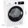 Máquina de secar roupa Gorenje DHNE82 BK040, de livre instalação, carga frontal, bomba de calor, branco, botões, botão rotativo, direita