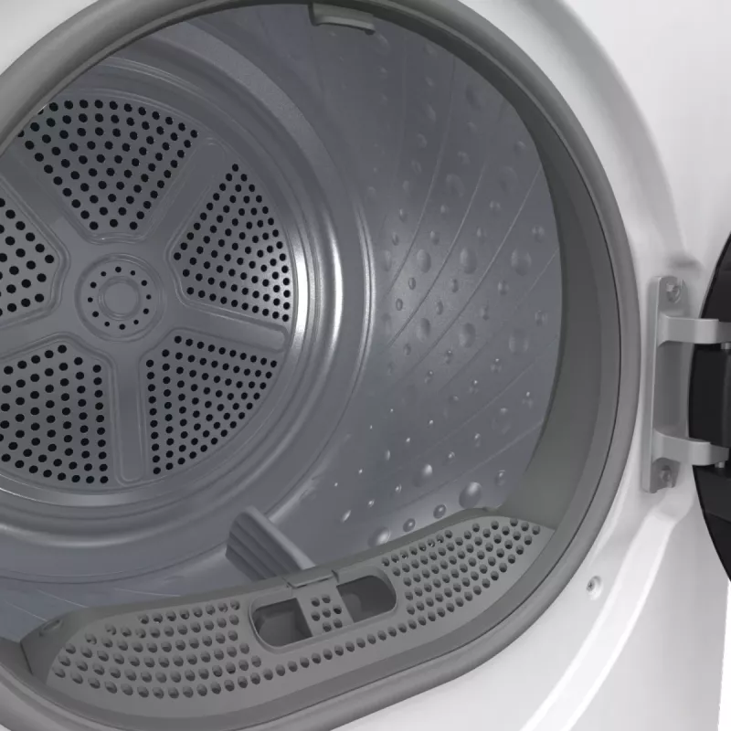 Máquina de secar roupa Gorenje DHNE82 BK040, de livre instalação, carga frontal, bomba de calor, branco, botões, botão rotativo, direita