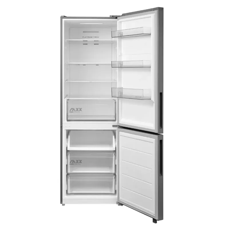 Combinado frigorífico-congelador independente Midea MDRB548MME46, 401 L — No Frost, 271 L de refrigeração / 130 L de congelação, 186 cm, 35 dB, classe de eficiência energética E, cinzento