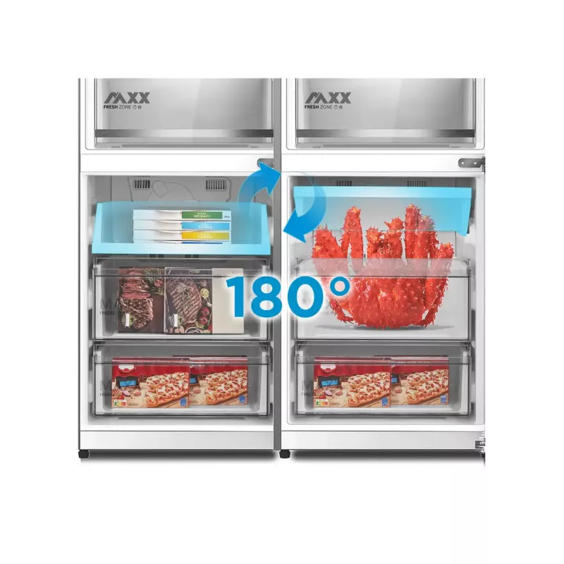 Combinado frigorífico-congelador independente Midea MDRB548MME46, 401 L — No Frost, 271 L de refrigeração / 130 L de congelação, 186 cm, 35 dB, classe de eficiência energética E, cinzento