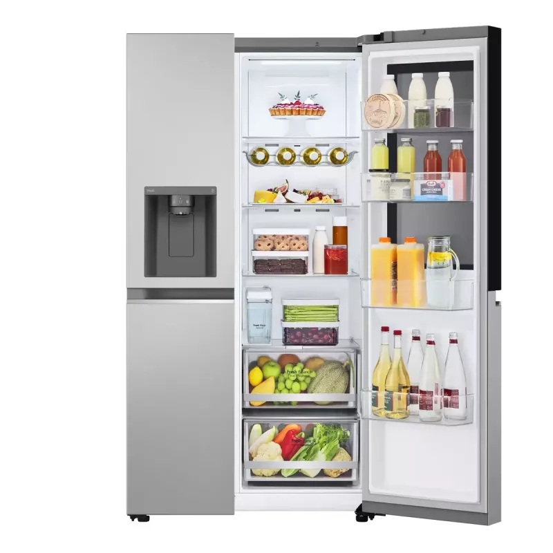 Frigorífico side-by-side LG GSGV81PYLL, 635 L de volume total, compartimento de refrigeração 416 L, compartimento de congelação 219 L, prateado metálico
