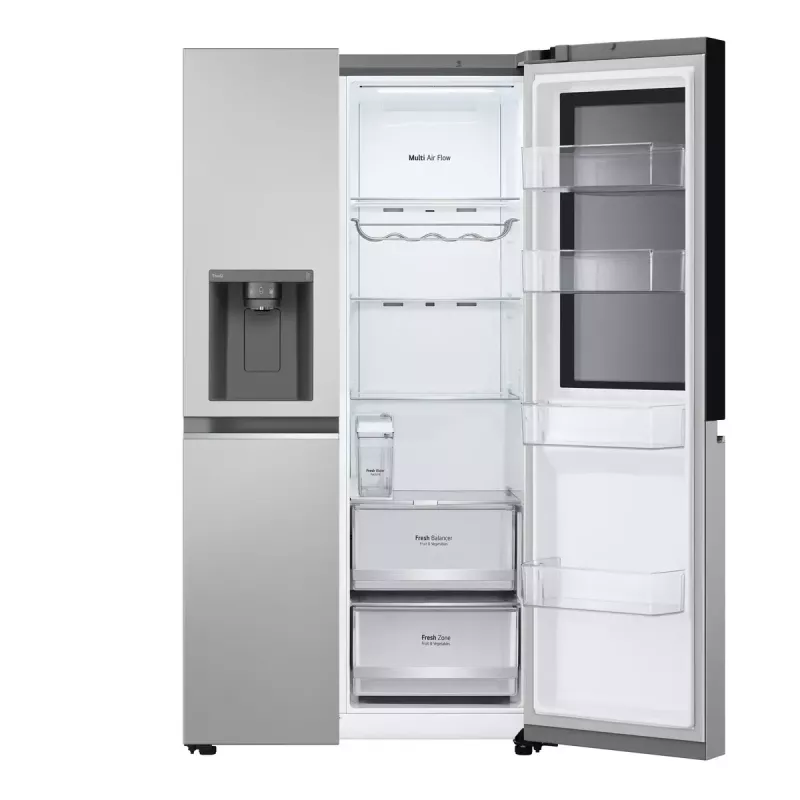 Frigorífico side-by-side LG GSGV81PYLL, 635 L de volume total, compartimento de refrigeração 416 L, compartimento de congelação 219 L, prateado metálico