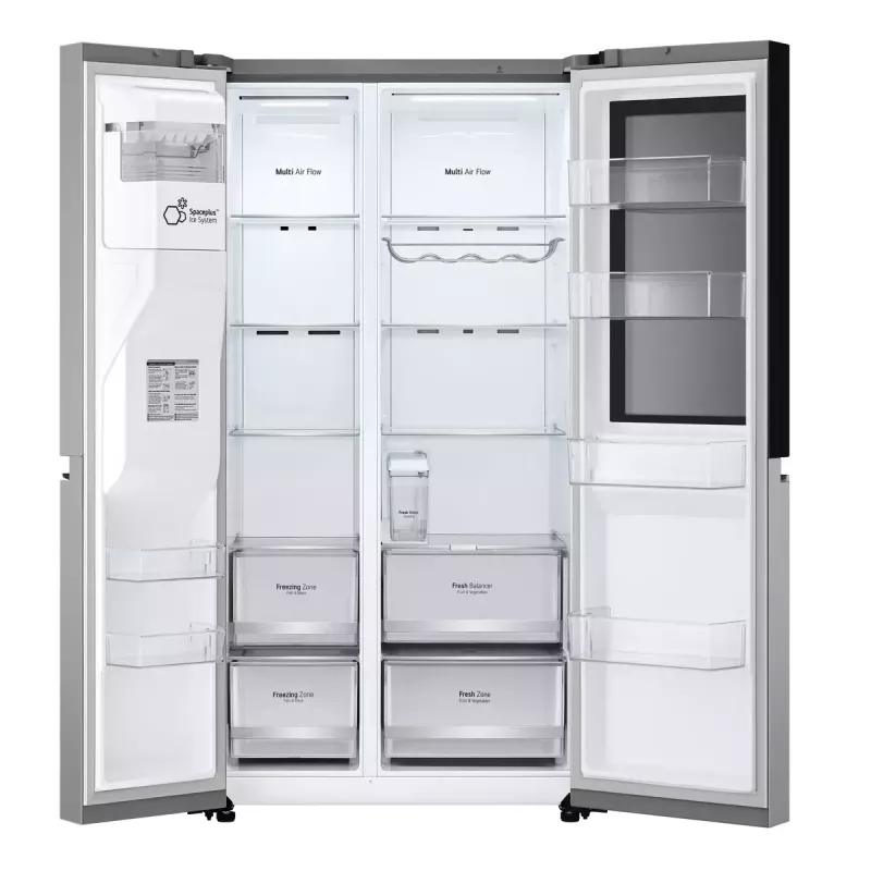 Frigorífico side-by-side LG GSGV81PYLL, 635 L de volume total, compartimento de refrigeração 416 L, compartimento de congelação 219 L, prateado metálico