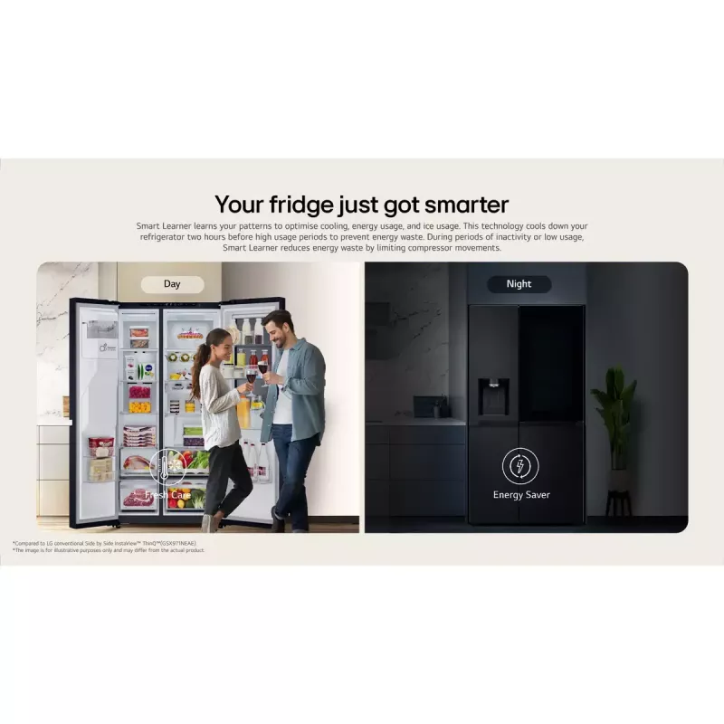 Frigorífico side-by-side LG GSGV81PYLL, 635 L de volume total, compartimento de refrigeração 416 L, compartimento de congelação 219 L, prateado metálico