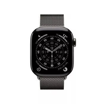 Smartwatch Apple Watch Series 11 GPS + Cellular 42mm Caixa de titânio Slate com Slate Milanese Loop, 64 GB, OLED, 374x446 px