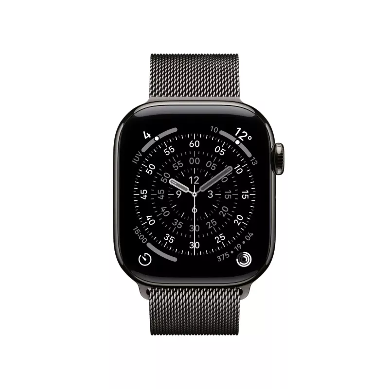 Smartwatch Apple Watch Series 11 GPS + Cellular 42mm Caixa de titânio Slate com Slate Milanese Loop, 64 GB, OLED, 374x446 px