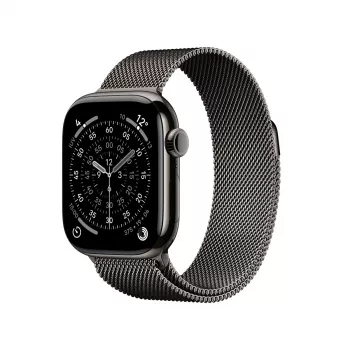 Smartwatch Apple Watch Series 11 GPS + Cellular 42mm Caixa de titânio Slate com Slate Milanese Loop, 64 GB, OLED, 374x446 px