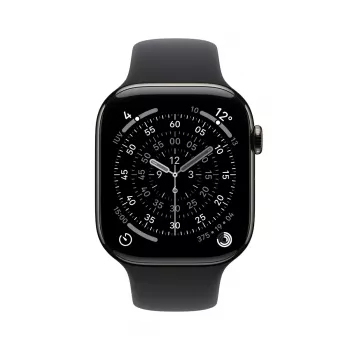 Apple Watch Series 11 GPS + Cellular 46mm Caixa de titânio Slate Pulseira desportiva preta M/L