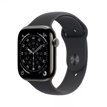 Apple Watch Series 11 GPS + Cellular 46mm Caixa de titânio Slate Pulseira desportiva preta M/L