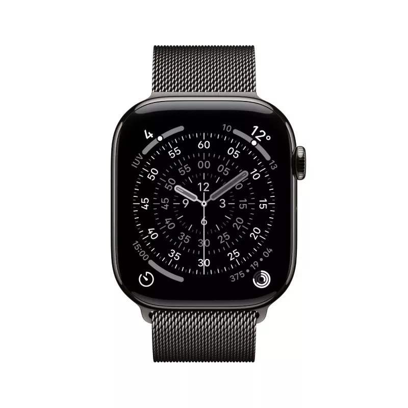 Smartwatch Apple Watch Series 11 GPS + Cellular 46mm Caixa de titânio Slate com Slate Milanese Loop M/L, 64GB, OLED 416x496, GPS, resistente à água 50m